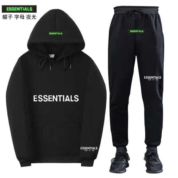 

hoodie tracksuit double thread esentials new suit chest soup print men's and women's sweater 03, Black;brown