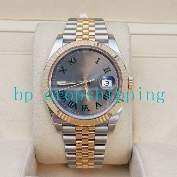 

designer super quality watch 41mm grey dial stainless steel roman dial jubilee two tone bracele 2813 movement mechanical automatic wristwatc, Slivery;brown