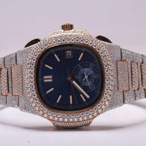 

other watches wristwatches iced out customize diamond luxury men's watch handmade fine jewelry manufacturer labgrown diamond watch, Slivery;black