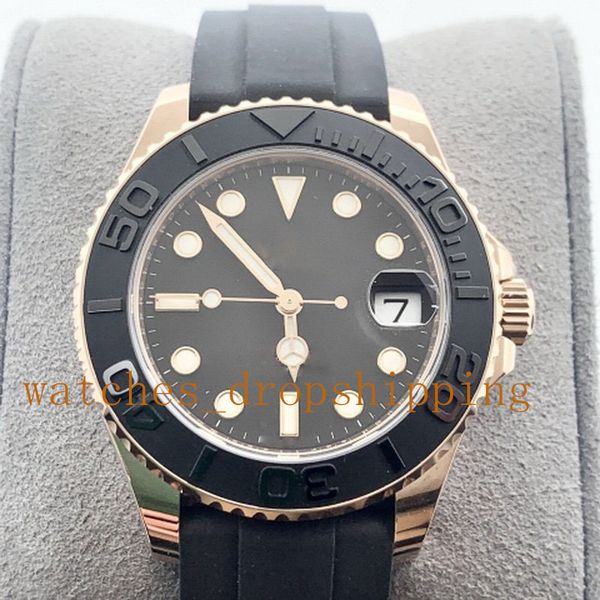 

2 colors classic mens watches gold/sivler ref.226658 42mm automatic mechanical rubber strap asia stable movement sapphire glass sports fashi, Slivery;brown