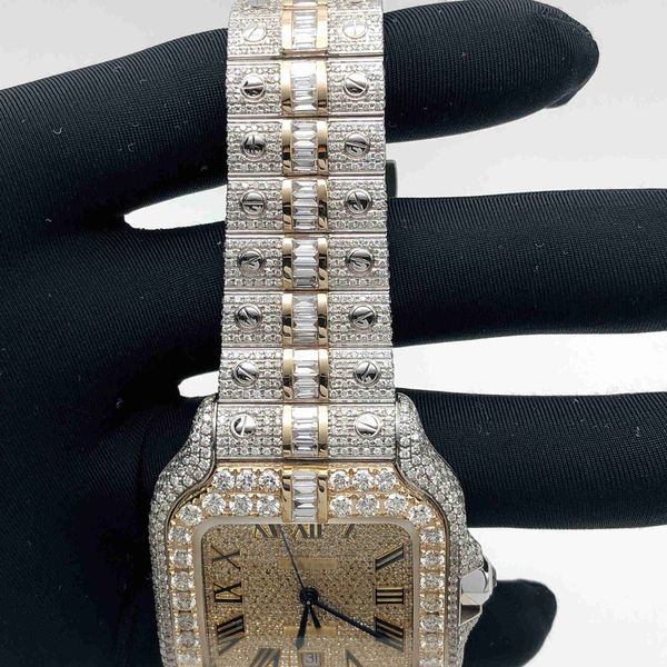 

wristwatch custom men and women watch diamond iced out luxury automatic movement fashion bling dial bezel band vvs vvs1 watchntbl, Silver