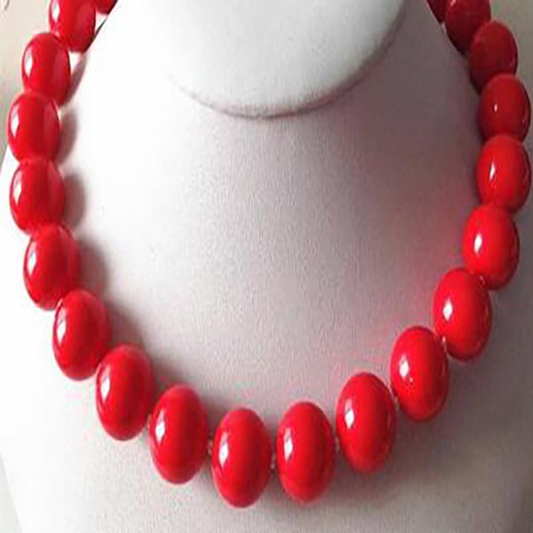 

sell new - 479 seductive 14mm red sea shells pearl necklace 18'', Silver