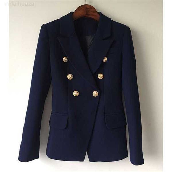 

women's suits blazers white women slim elegant jacket fitting metal lion buttons double breasted femme 2203030hxa, White;black