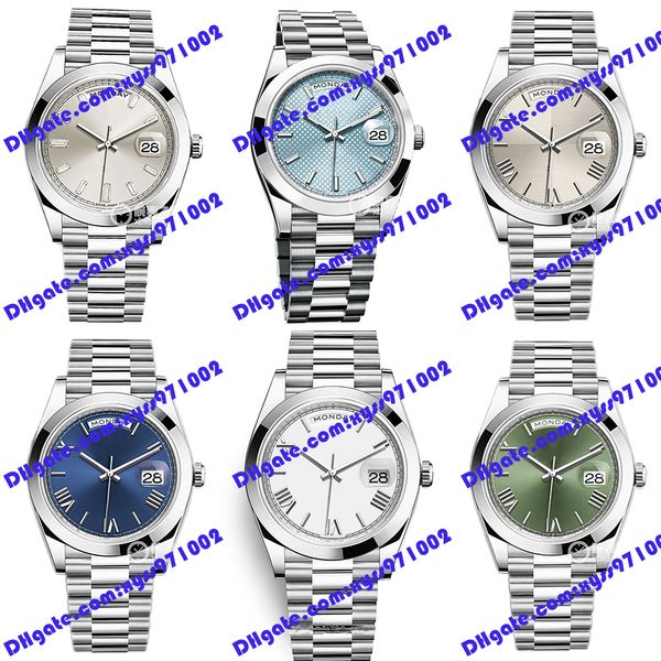 

6 model highquality men's watch 2813 automatic machine m228206 watch 40mm ice blue green silver dial rome time mark wristwatch stainles, Slivery;brown