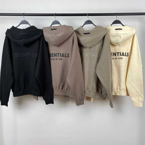 

hoodie sweatshirt offset printing hooded sweater double line essential sweater tide brand plush street, Black