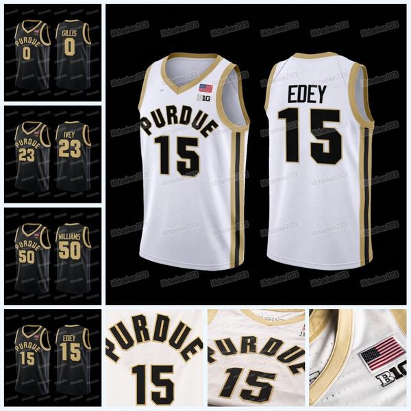 

custom purdue boilermakers 2022-23 college basketball jersey zach edey jaden ivey trevion williams mason gillis sewn stitched, Black