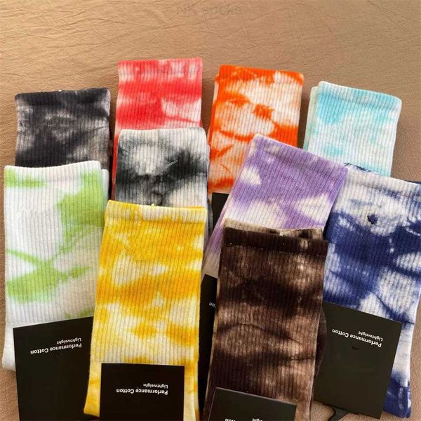 

autumn winter pure cotton men's and women's tie dyed long socks sports high tube tide candy color sock hook brand, Black