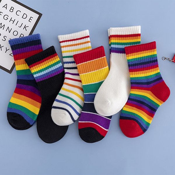 

leggings tights 5 pairs lot socks for kids rainbow candy color tube children boys cotton girls 221203, Blue