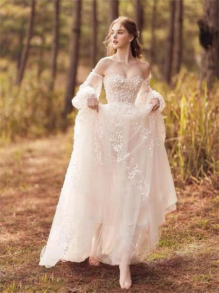 

luxury wedding dress vintage fairy dress white simple french style bustier light fn4256