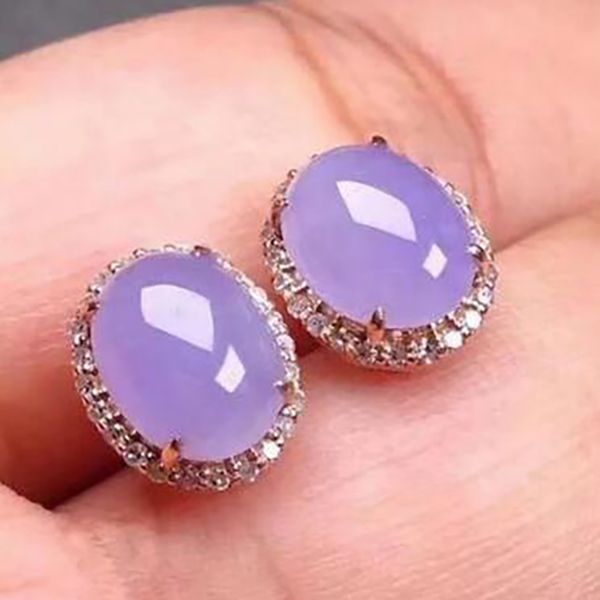 

charming jewelry new natural purple jade women earring aaaa, White