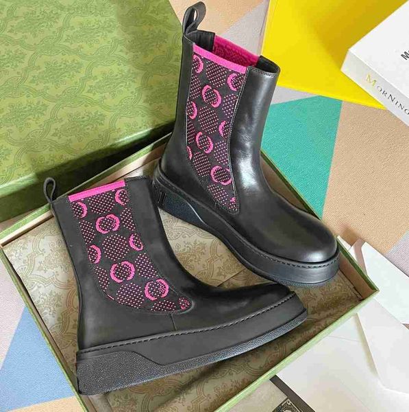 

design shoes winter boots ggity ankle booties fashion sneakers women leather high heel thick socks g boot pabi, Black