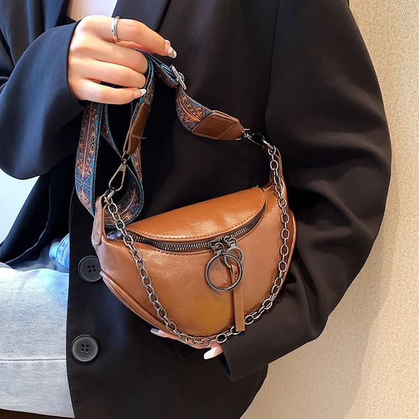 

waist bags fashion leather belt woman retro fanny pack handbag designer lady shoulder crossbody chest chain saddle 221203