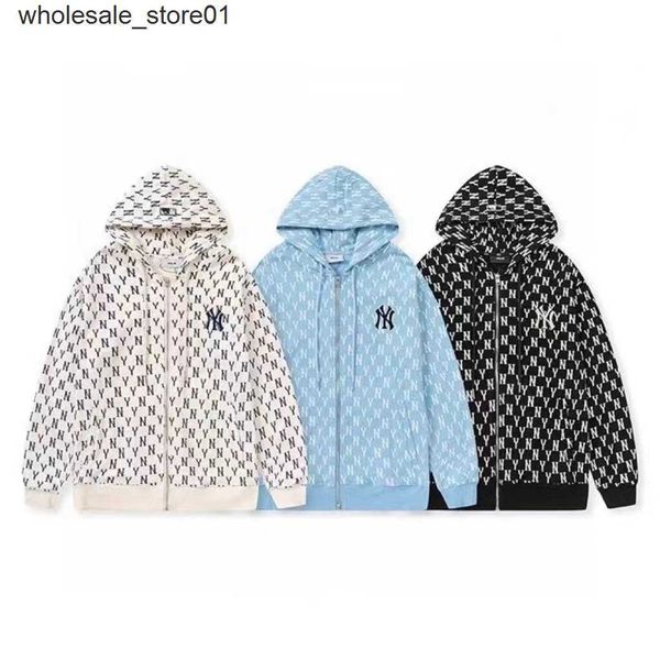 

men's hoodies designer sweatshirts mlb new flower full label printing couple zipper fashion streetwear hoodie, Black