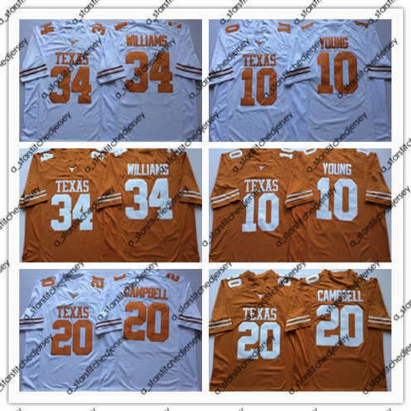 

american college football wear 2019 texas longhorns vince young college football jerseys 20 earl campbell 34 ricky williams stitched ncaa un, Black