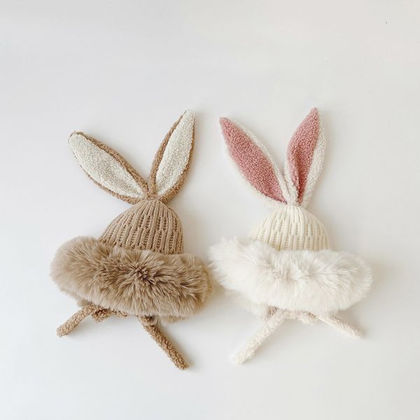 

caps hats milancel winter kids ear protection hat children thickened rabbit ears beanie girls cap 221205, Yellow