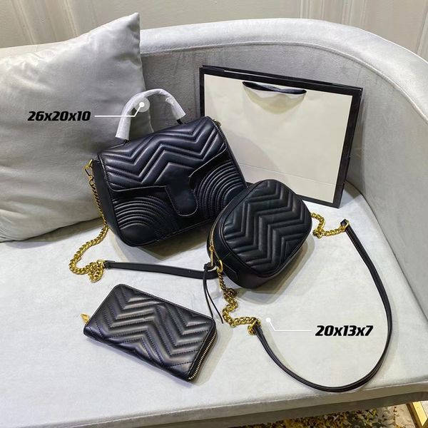 

designer three-piece bag totes luxury brand purse single zipper wallets women handbags tote real leather bags lady plaid purses duffle lugga