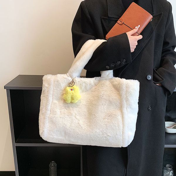 

women wool tote shoulder bags fashion handbags large capacity plush bag designer brand purse and bags