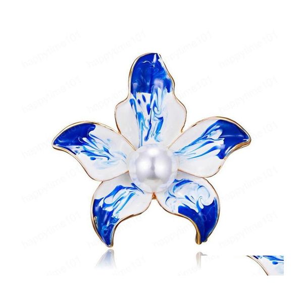 

pins brooches fashion blue elegant floral pearl brooch wild painting oil brooches pin for women accessories drop delivery jewelry dhrts, Gray