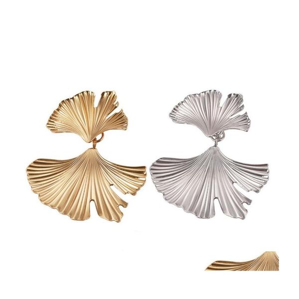 

dangle chandelier bohemian geometric dangle earrings for women gold color ginkgo biloba leaf shape statement earring jewelry acces dhs2v, Silver
