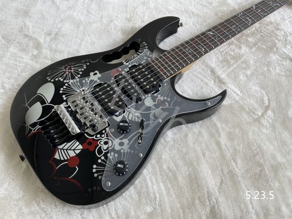 

electric guitar mapel neck 5pcs decal and back rosewood fingerboard with vine inlay hsh pickups floyd rose style tail