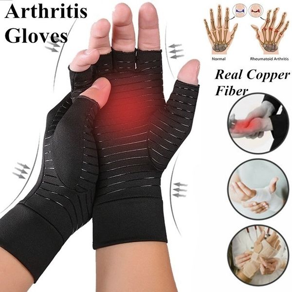 

fingerless gloves nonslip full finger joint copper fiber pressure ion antibacterial deodorant 221203, Blue;gray