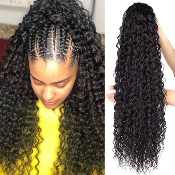 

synthetic s kinky long natural synthetic drawstring tail clipin hair wrap around afro hair for woman 221205, Black