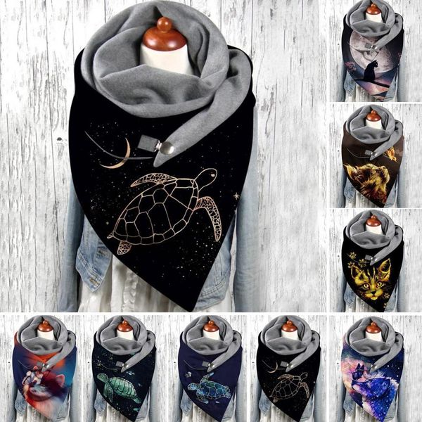 

scarves stylish winter scarf two layers coldproof lovely double layer geometric scarf 221205, Blue;gray