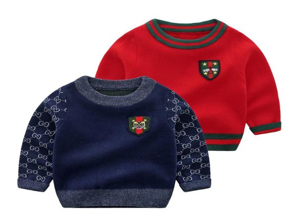 

kids warm sweater design baby girls boys embroidered bee knitting pullover jumper christmas wool blends sweaters children 024m3806120, Blue