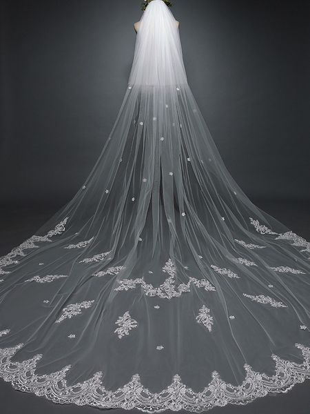 

2023 latest 3m long wedding veils 2 layer with applique bridal veil wedding accessories, Black