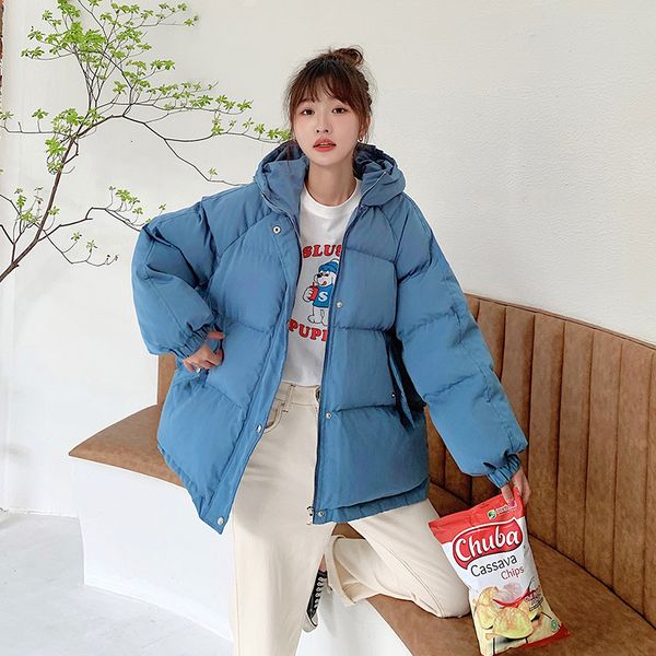 

women's down parkas women jackets winter korean fashion hooded wadded female loose solid cotton padded coat bread 221205, Black