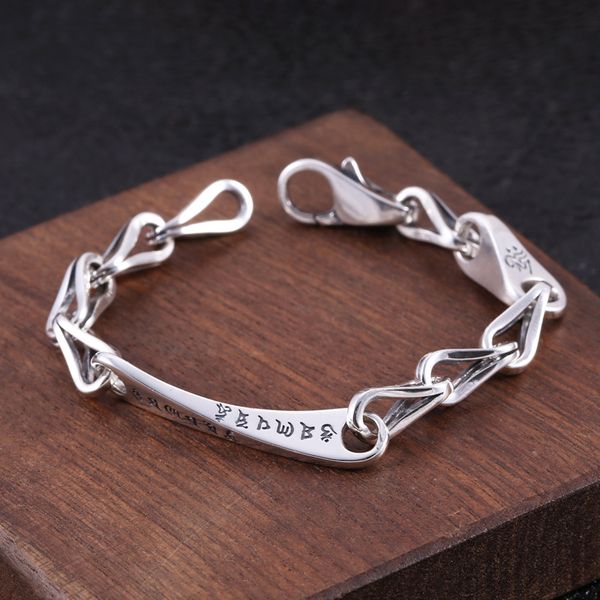 

chain bracelets 925 sterling silver 18 cm antique vintage tear drops links handmade chains lobster clasps fashion luxury jewelry accessories, Black