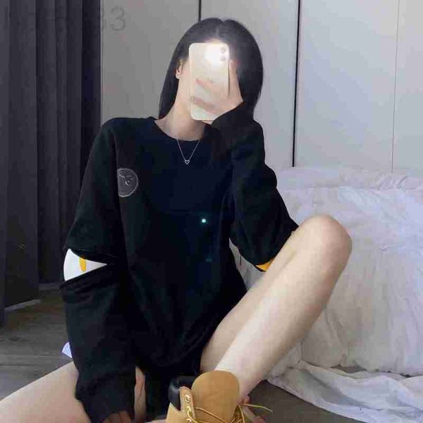 

men's hoodies & sweatshirts designer couple's little monster eyes letter pressed round neck casual sweater for men and women pyvo, Black