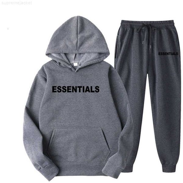 

hoodie tracksuits winter essentials couple set sweatshirt men's and women's double thread high street fashion brand two piece hood, Gray