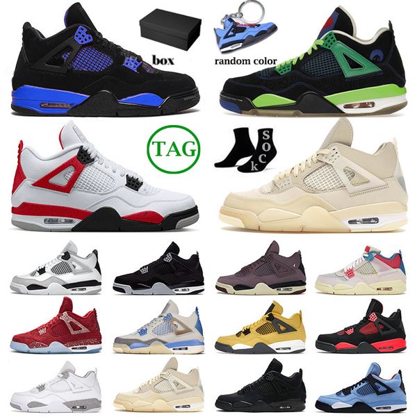 

with box jumpman 4 doernbecher j4 basketball shoes men women blue thunder 4s iv military black cat cactus jack midnight navy red cement snea