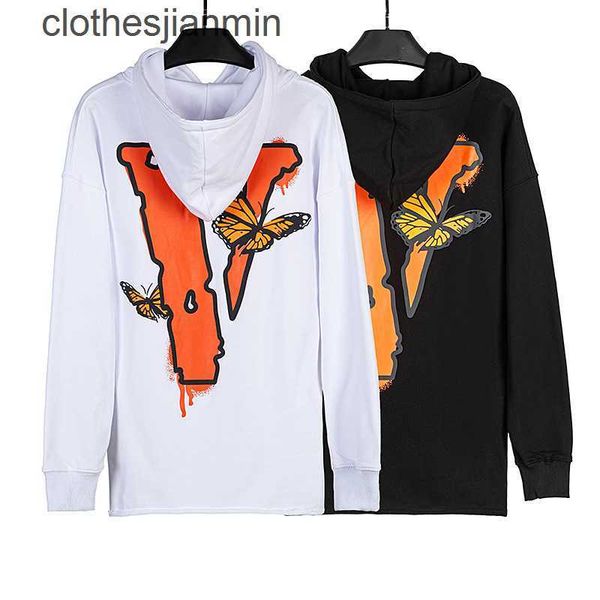 

men's hoodie 50% discount in stores correct version trendy butterfly big v printed men's and women's hip hop trend hoodie, Black