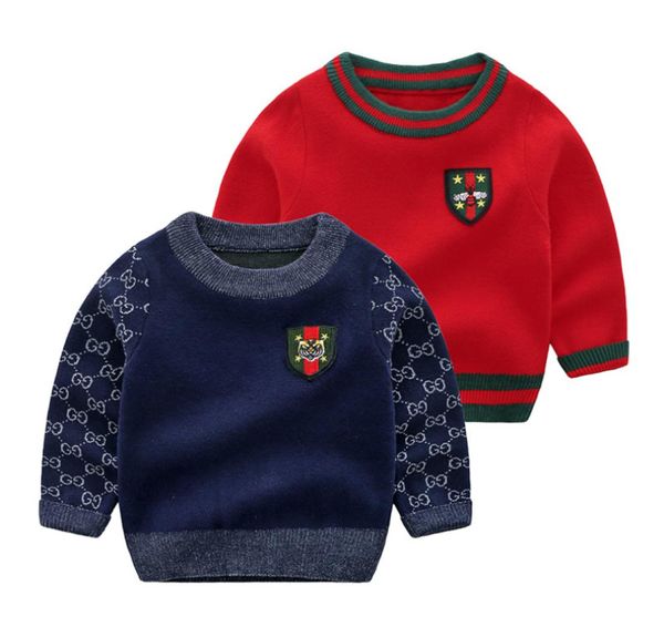 

kids warm sweater design baby girls boys embroidered bee knitting pullover jumper christmas wool blends sweaters children 024m1935948, Blue