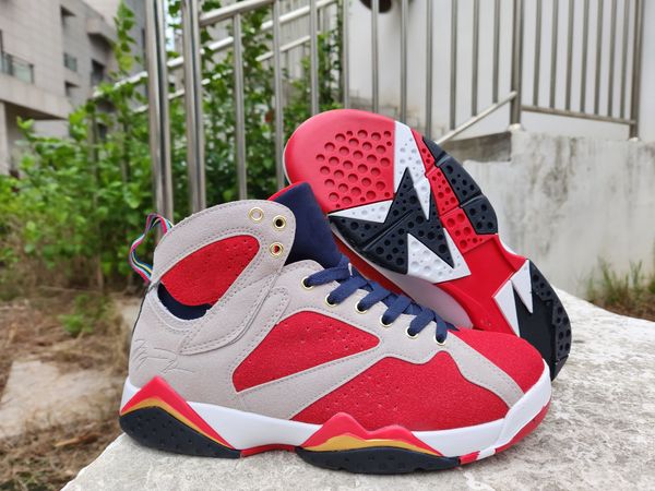 

women mens athletic shoes trophy room x air 7 true red blue white sports trainer sneaker, White;red