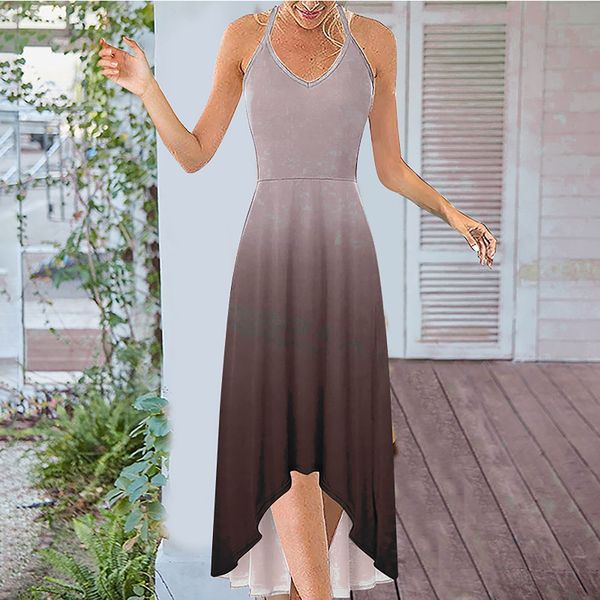 

party dresses plus size for women casual gradient print long summer sling irregular 221203, White;black