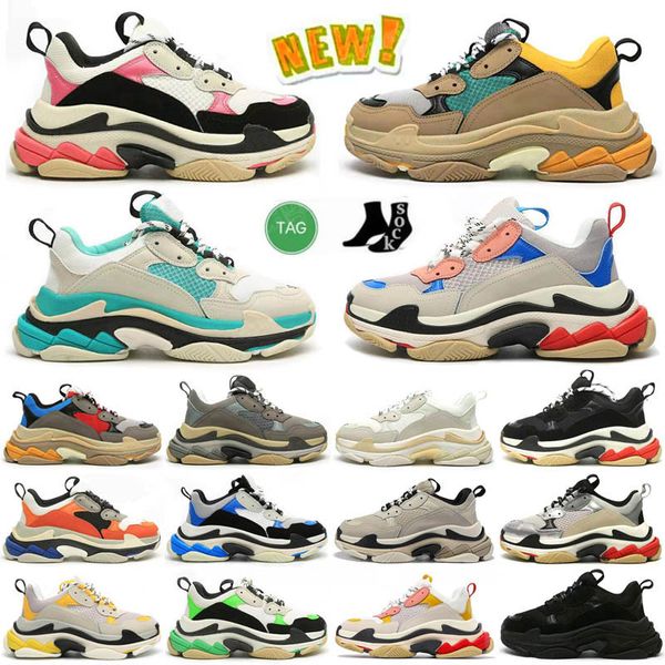 

2022 triple s men women designer casual shoes platform sneakers clear sole white grey red pink blue royal green mens trainers jogging walkin, Black