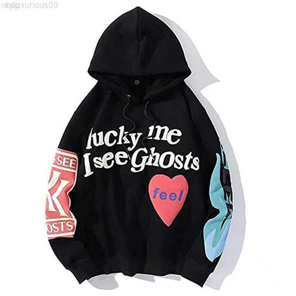 

2022 adults hip hop hoodie fashion lucky me i see ghosts pullover heavy sweater cosplay, Black