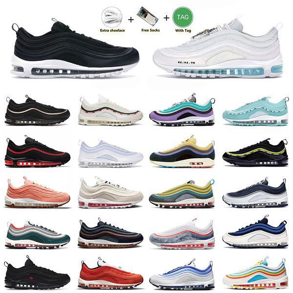 

mschf x inri jesus 97 running sports shoes 2023 designer classic black white sail sean wotherspoon sprung washed denim men women max 97s tra