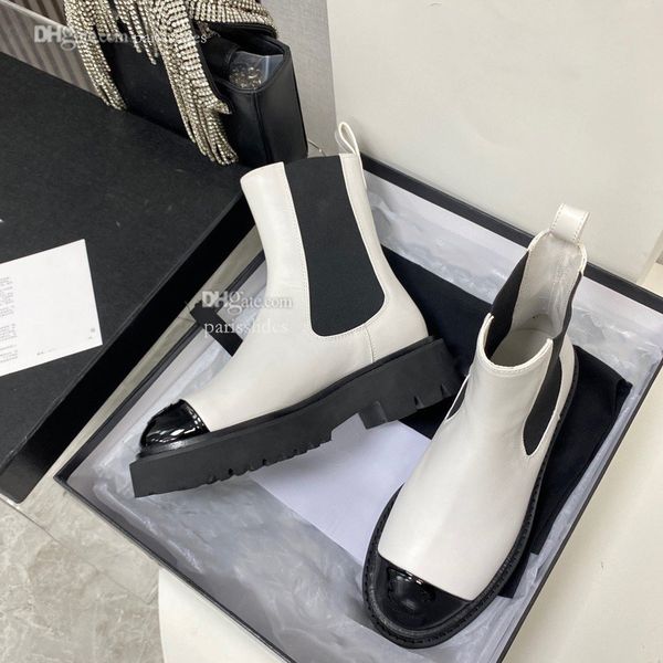 

ankle boots designer leather boot platform heel channel booties fashion women winter woman shoes ccity dfgvv, Black