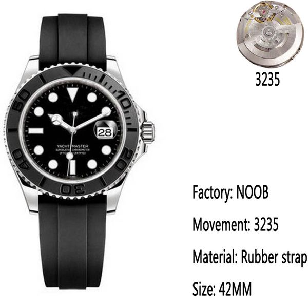 

n factory makes watch 3235 integrated automatic mechanical movement 42mm size rubber watchband sapphire glass original box and paper, Slivery;brown