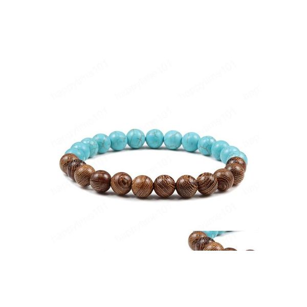 

beaded 8mm natural stone wooden beads bracelets men black ethinc meditation white lava bracelet women prayer jewelry yoga bangle dro dhnkf