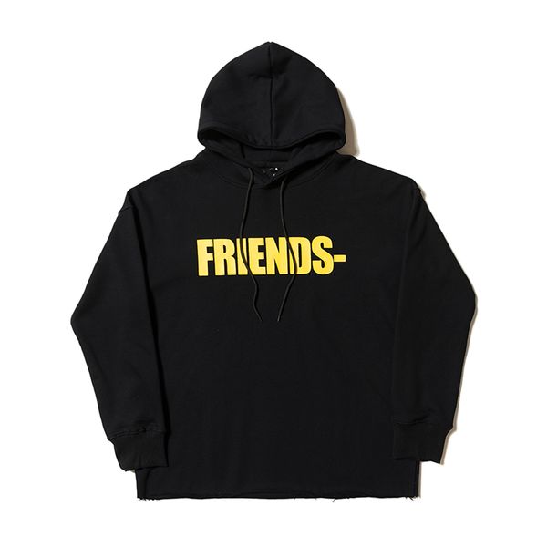 

vlone luxury men womens fashion hoodies designer long sleeve hooded sweater high street yellow letter print sweatshirts s-xl, Black