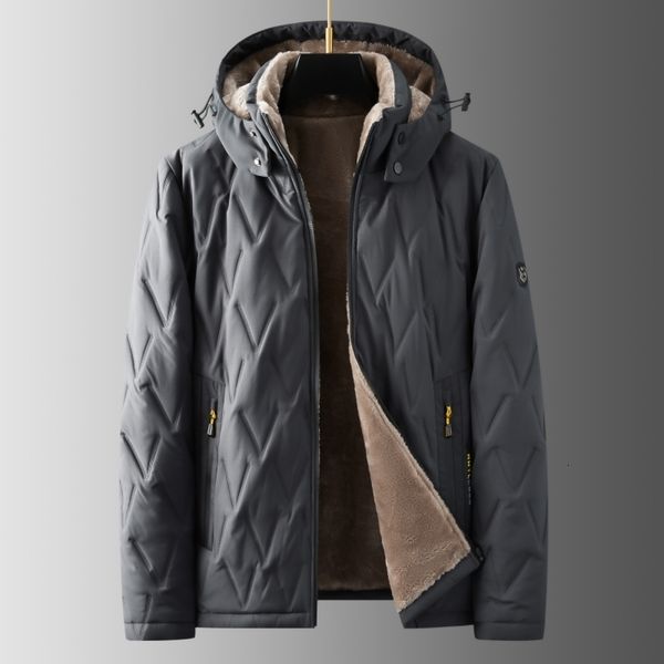 

men s down parkas browon brand winter clothes plus size 8xl solid color fleece jacket coat male regular hat detachable clothing 221205, Black