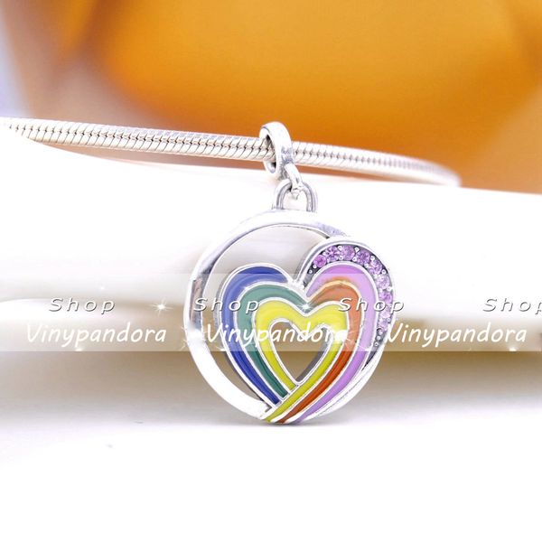 

925 sterling silver me rainbow heart of om medallion charm bead only fits european pandora me type jewelry bracelets necklaces, Black