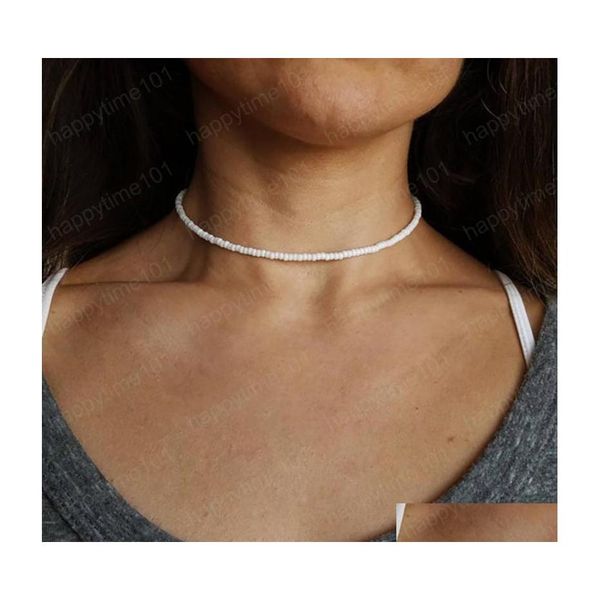 

chokers bohemia white bead choker necklace for women vintage chain neckace fashion jewelry wholesale drop delivery necklaces pendants dhb74, Golden;silver