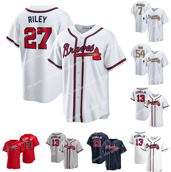 

atlanta 2022 braves ronald acuna jr. jersey dansby swanson travis d'arnaud kyle wright max fried austin riley matt olson eddie rosario, Blue;black