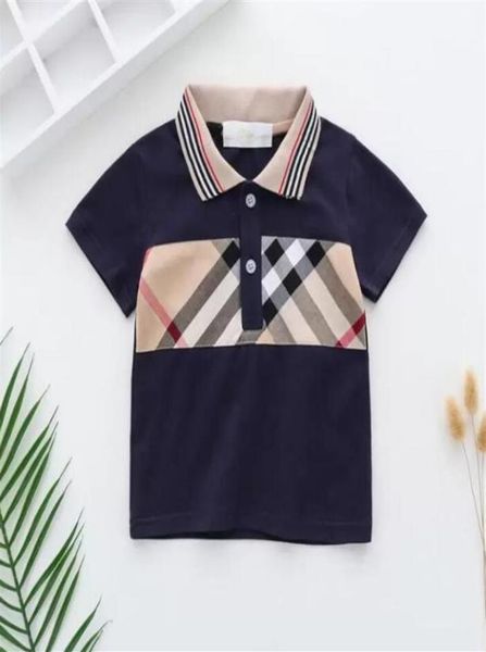 

baby boys girls shirts plaid tshirts summer kids short sleeve tshirt turndown collar children cotton child tees 18 years246370853, White;black